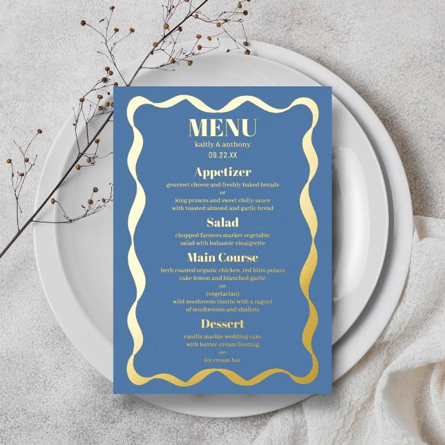 Coquette Bow Retro Wedding Real Foil Menu Card (Creator Uploaded)