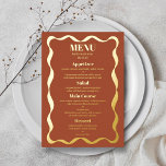 Coquette Bow Retro Wedding Real Foil Menu Card<br><div class="desc">Celebrate in style with these very trendy retro coquette style real foil pressed wedding menu cards. The design is easy to personalize with your own menu wording and your guests will be thrilled when they see these fabulous menus at your wedding. More colour options and matching items can be found...</div>
