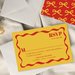 Coquette Bow Retro Wedding RSVP Card