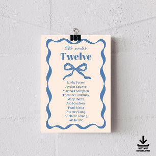 Coquette Bow Retro Wedding Seating Chart Cards