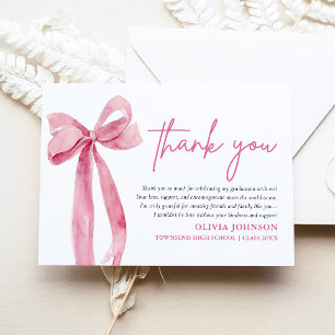 Coquette Bow Rose Blush Carte de remerciements de