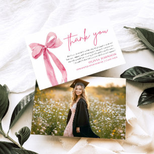 Coquette Bow Rose Blush Carte de remerciements de