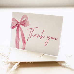 Coquette Bow Rose Blush Carte de remerciements de