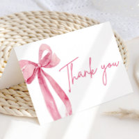 Coquette Bow Rose Blush Carte de remerciements de