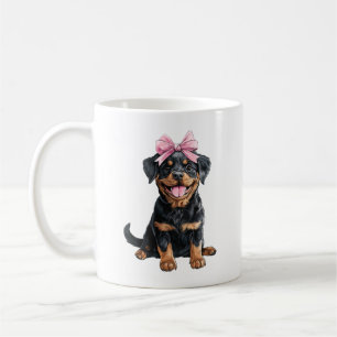 Coquette Bow Rottweiler Dog Mom Girl Pink Coffee Mug