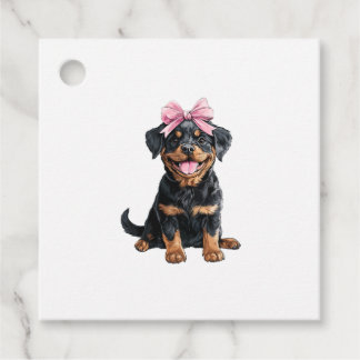 Coquette Bow Rottweiler Dog Mom Girl Pink Favour Tags