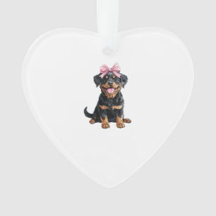 Coquette Bow Rottweiler Dog Mom Girl Pink Ornament