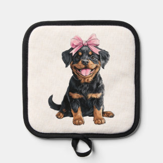 Coquette Bow Rottweiler Dog Mom Girl Pink Pot Holder