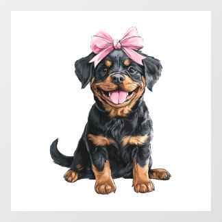 Coquette Bow Rottweiler Dog Mom Girl Pink Window Cling