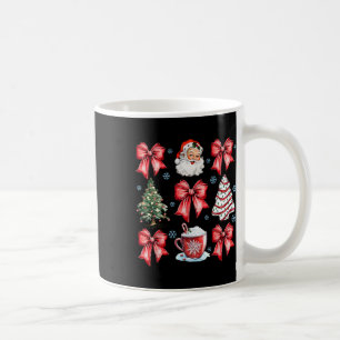 Coquette Bow Santa Christmas Tree Cake Candy Cane Coffee Mug