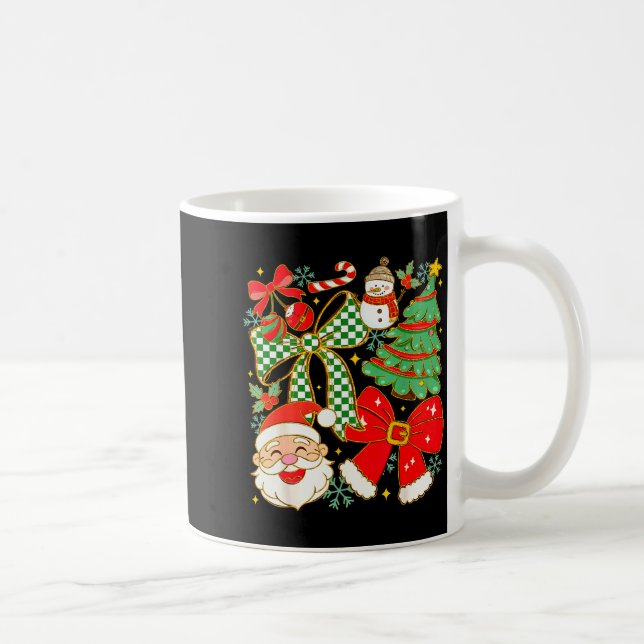 Coquette Bow Santa Claus Merry Christmas Women Xma Coffee Mug (Right)