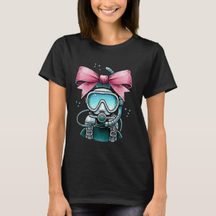 Coquette Bow Scuba Diving Mom Diver Snorkel Pink R T-Shirt