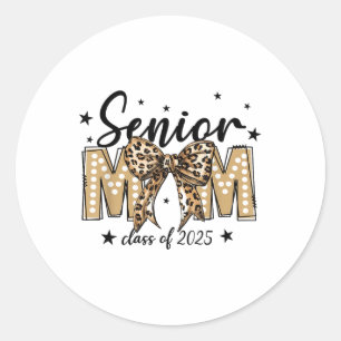 Coquette Bow Senior Mom Cl Of 2025 Graduation Grad Classic Round Sticker
