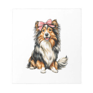 Coquette Bow Shetland Sheepdogs Dog Mom Girl Pink Notepad