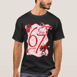Coquette Bow Six Seven 67 Meme Dabbing Heart Valen T-Shirt