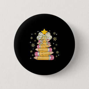 Coquette Bow Snowflake Christmas Xmas Tree Pencils 2 Inch Round Button