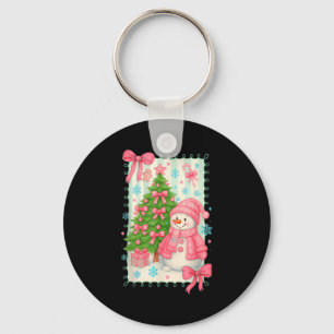 Coquette Bow Snowman Nk Christmas Tree Funny Xmas Keychain