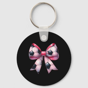 Coquette Bow Soccer Byll Player Mothers Day Pink R Keychain