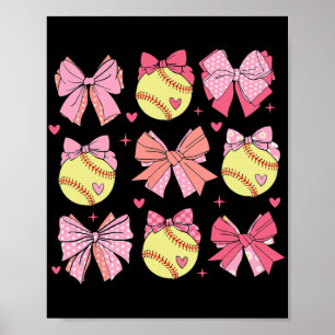 Coquette Bow Softball Mom Mothers Day Softball Mam Poster