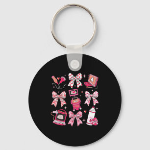 Coquette Bow Sonographer Valentine Ultrasound Tech Keychain