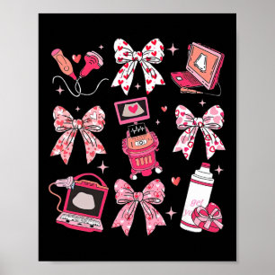 Coquette Bow Sonographer Valentine Ultrasound Tech Poster
