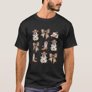 Coquette Bow Spooky Funny Ghost Cowboy Western Hal T-Shirt