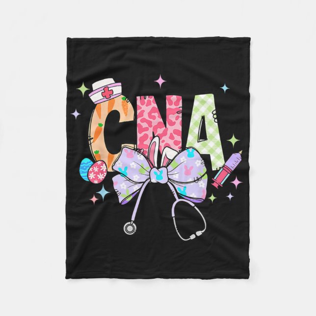 Coquette Bow Stethoscope Cna Nurse Happy Easter Da Fleece Blanket (Front)