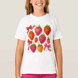 Coquette bow strawberry png|Boho strawberry coquet T-Shirt