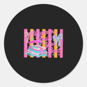 Coquette bow striped whatever floats boat summer classic round sticker