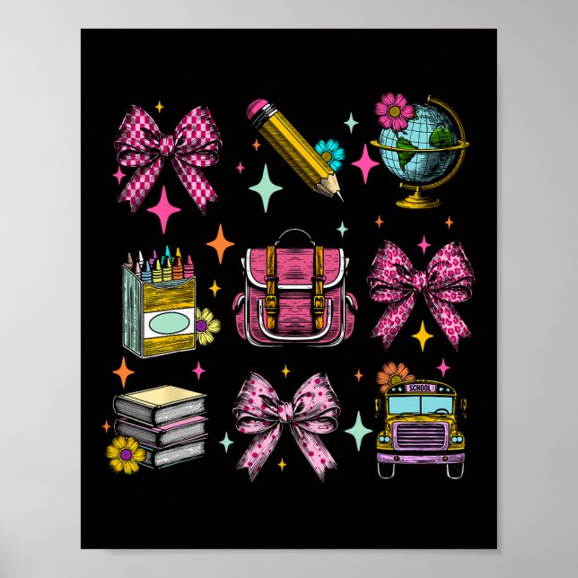 Coquette Bow Student Teacher Life First Day Back T Poster (Front)
