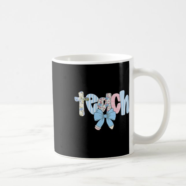 Coquette Bow Teach Teacher Happy First Day Back To Coffee Mug (Right)