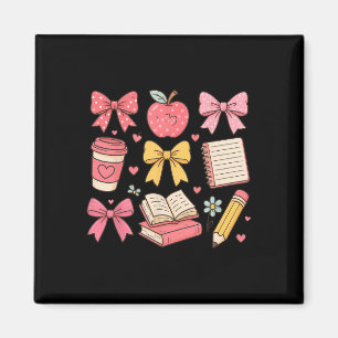 Coquette Bow Teacher For Women Cute Back To School Magnet