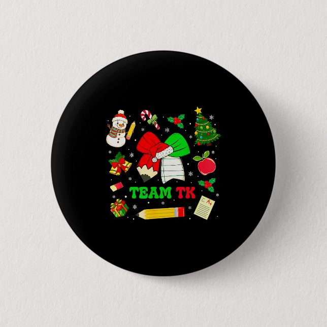 Coquette Bow Team Tk Christmas Transitional Kinder 2 Inch Round Button (Front)