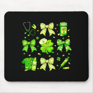 Coquette Bow Tie Nurse Funny For Girl Women St Pat Mouse Pad