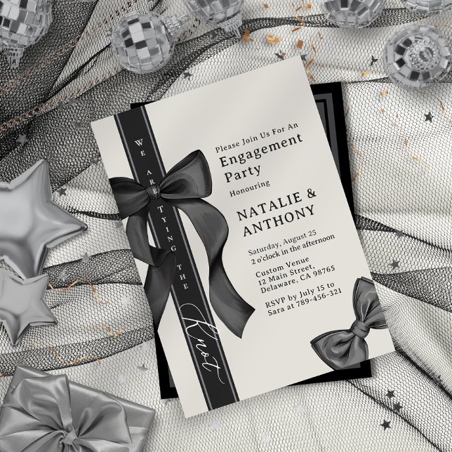 Coquette Bow Tie We Are Tying The Knot Engagement Invitation (Coquette Bow Tie We Are Tying The Knot Engagement Invitation)