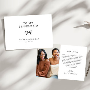 Coquette Bow To My Bridesmaid Wedding Day Photo Th Thank You Card