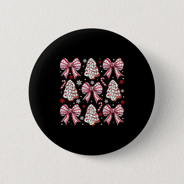 Coquette Bow Tree Cake Candy Cane Merry Christmas  2 Inch Round Button (Front)