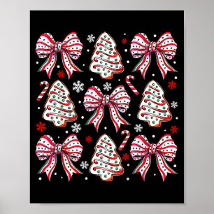 Coquette Bow Tree Cake Candy Cane Merry Christmas  Poster