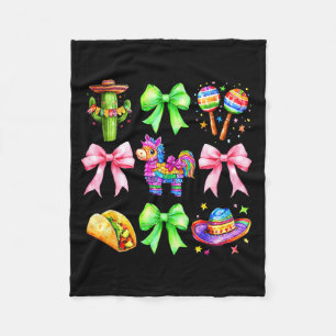 Coquette bow unicorn tacos cinco de mayo mexican fleece blanket