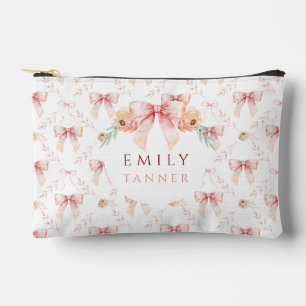 Coquette bow watercolor accessory pouch