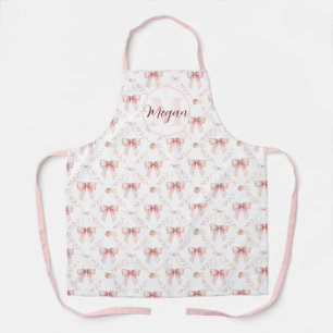 Coquette bow watercolor apron