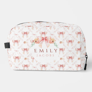 Coquette bow watercolor dopp kit