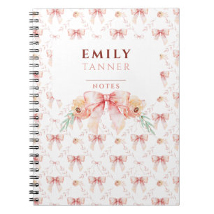 Coquette bow watercolor  notebook