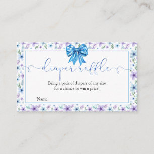 Coquette Bow Wildflowers Blue Diaper Raffle Card