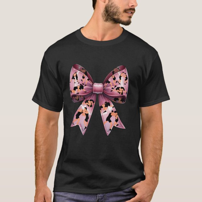 Coquette Bow Wrestling Wrestler Pattern Pink Ribbo T-Shirt (Front)