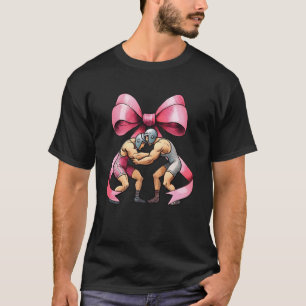 Coquette Bow Wrestling Wrestler Pink Ribbon Mom Gi T-Shirt