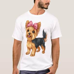 Coquette Bow Yorkshire Terrier Dog Yorkie Mom Girl T-Shirt