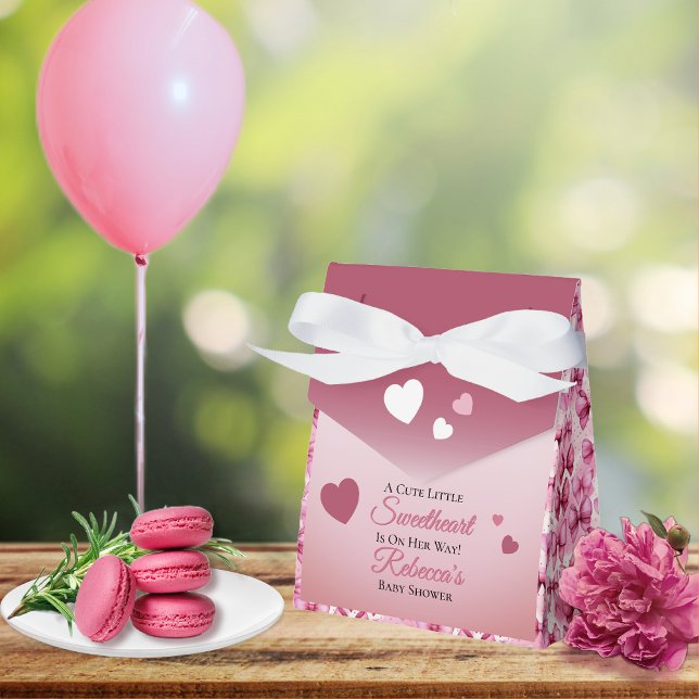 Coquette Bows A Little Sweetheart Baby Shower Favor Box (Coquette Bows "A Cute Little Sweetheart Is On Her Way!" Favor Boxes)