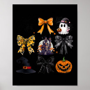Coquette Bows Ghost Pumpkin Witch Spooky Season Ha Poster
