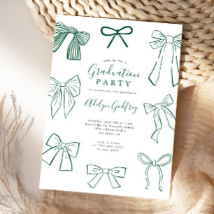 Coquette Bows Green Graduation Party Invitation